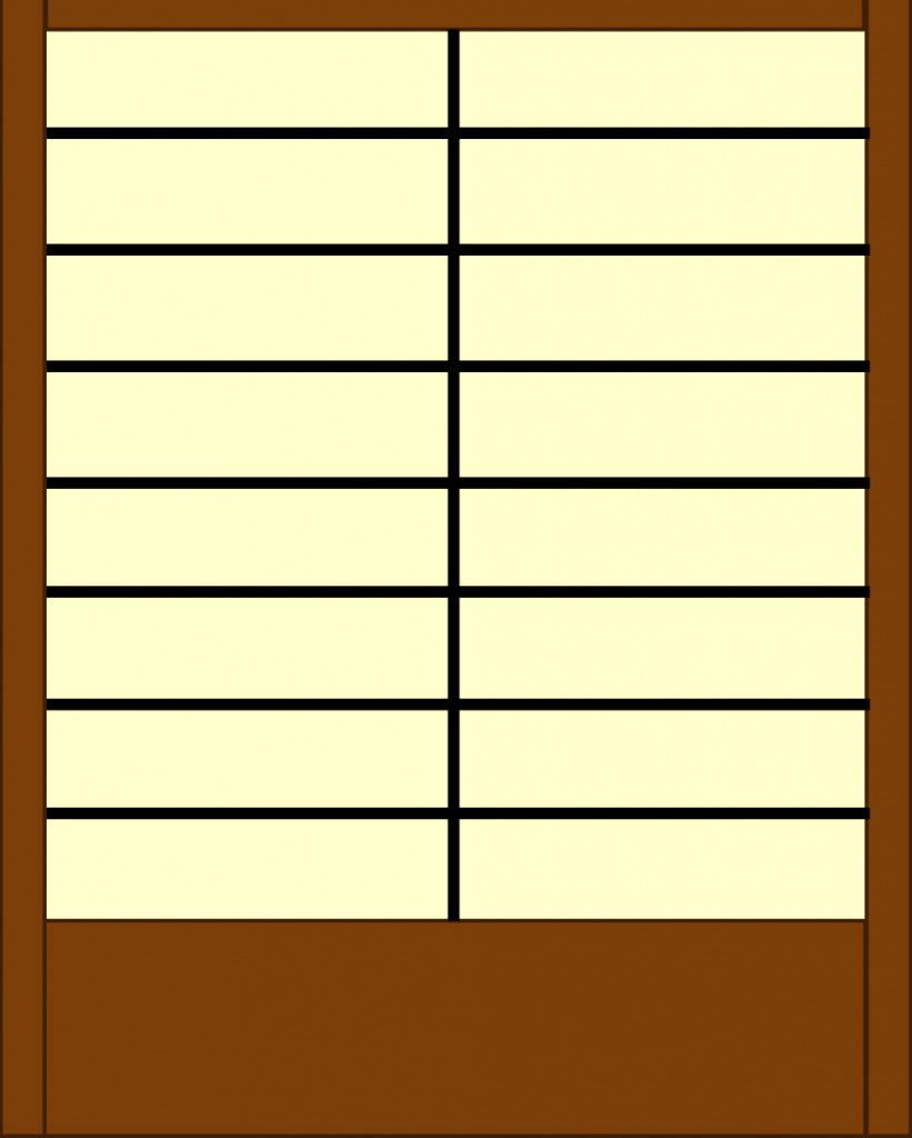 Straight cuts allow for plenty of design variation while allowing for easy construction. Here the choice of frame, color of glass, and thickness of came combine to suggest a shoji screen.