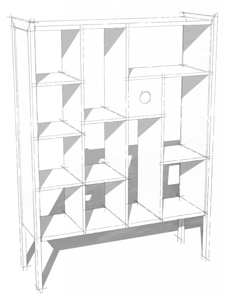 mid-centruy room divider sketch