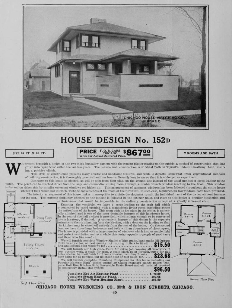 A full-page ad for the Harris Brothers Plan Number 152-D prairie style home. 